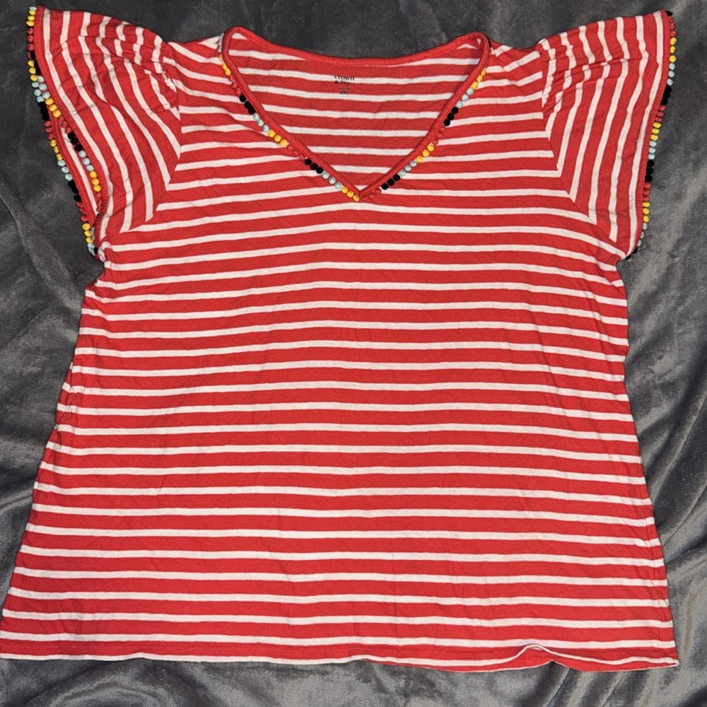 V neck striped shirt XXL